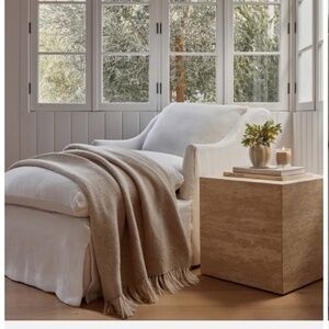 JENNI KAYNE Alpaca Basketweave Throw blanket oatmeal 50" x 70"